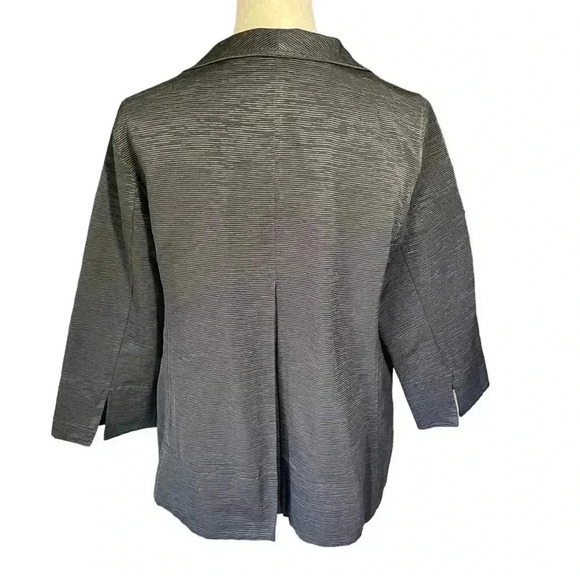 Eileen Fisher Ottoman Blazer Black Textured Cotton Blend Jacket Women Size M - Picture 4 of 8